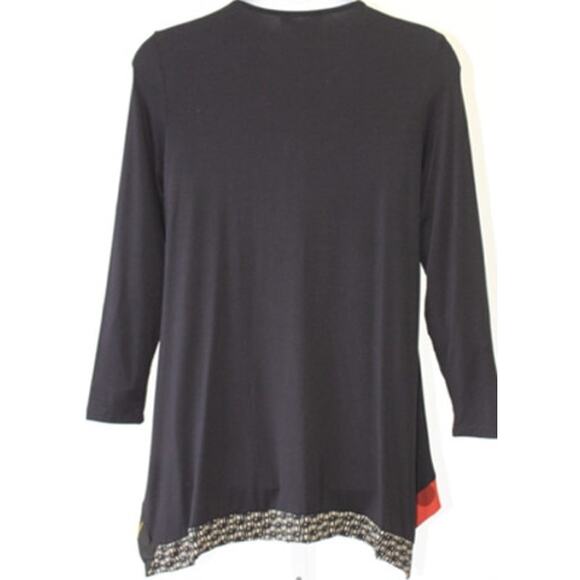 Alembika Black Contrast Hem Swing Tunic Asymmetrical Lagenlook Size 2 (8-10) - Picture 2 of 7
